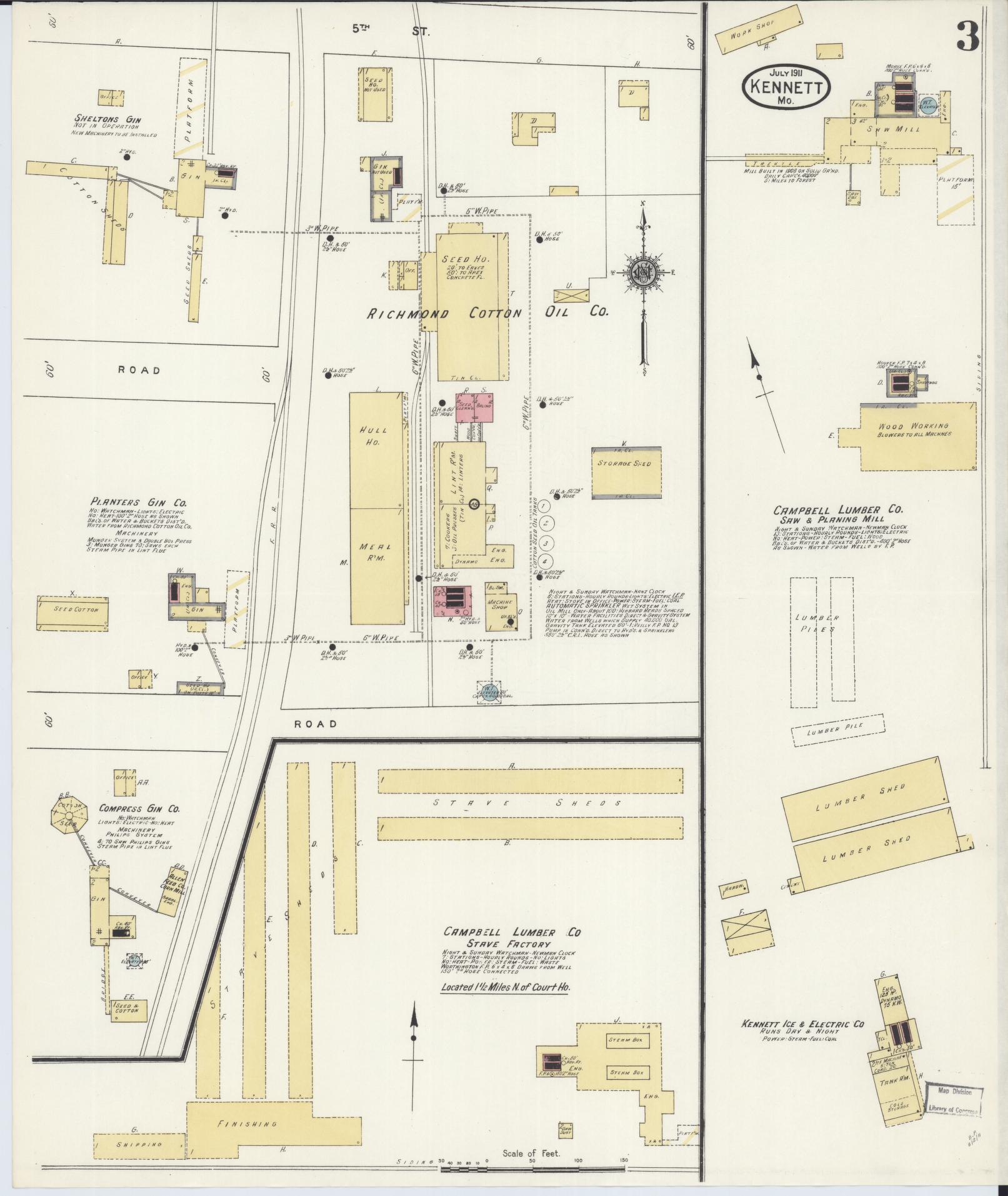 Sanborn Fire Insurance Map from Kennett, Dunklin County, Missouri (1911), Sheet #0003 - Complete Map Set gallery image, historic Sanborn map, vintage wall art, Missouri Missouri