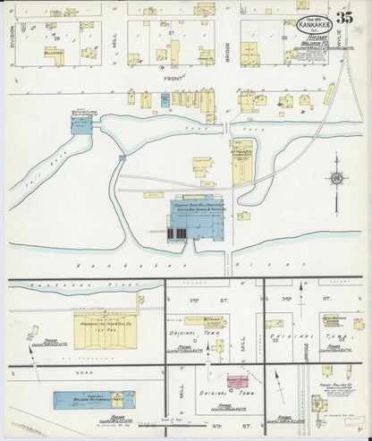Sanborn Fire Insurance Map from Kankakee, Kankakee County, Illinois (1914), Sheet #0035 - Complete Map Set gallery image, historic Sanborn map, vintage wall art, Illinois Illinois