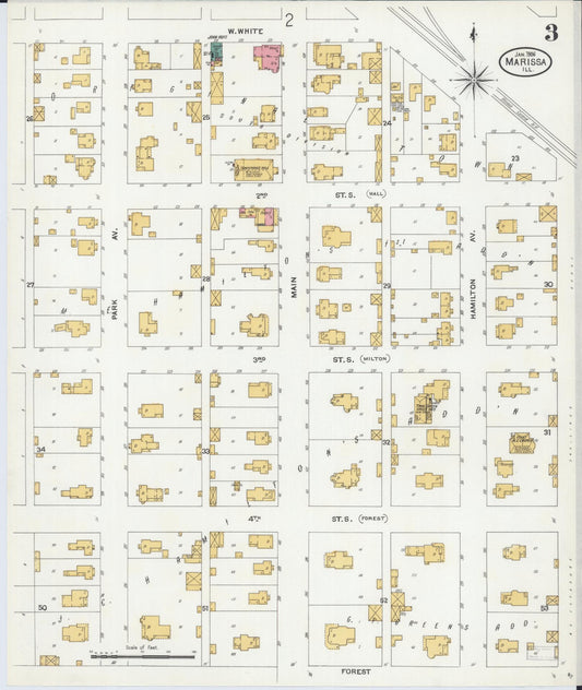 Sanborn Fire Insurance Map from Marissa, Saint Clair County, Illinois (1906), Sheet #0003 - Historic Sanborn Fire Insurance Map Print, vintage old map wall art, antique decor, genealogy gift, Illinois Illinois map