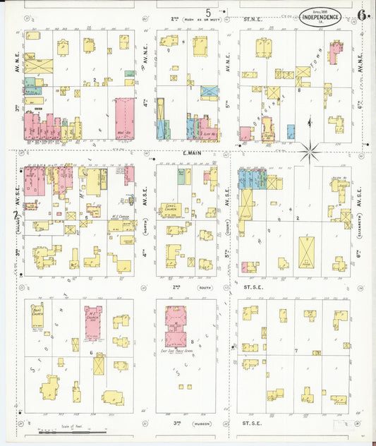 Sanborn Fire Insurance Map from Independence, Buchanan County, Iowa (1899), Sheet #0006 - Historic Sanborn Fire Insurance Map Print, vintage old map wall art