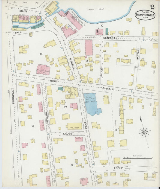Sanborn Fire Insurance Map from Thompsonville, Hartford County, Connecticut (1892), Sheet #0002 - Historic Sanborn Fire Insurance Map Print, vintage old map wall art, antique decor, genealogy gift, Connecticut Connecticut map