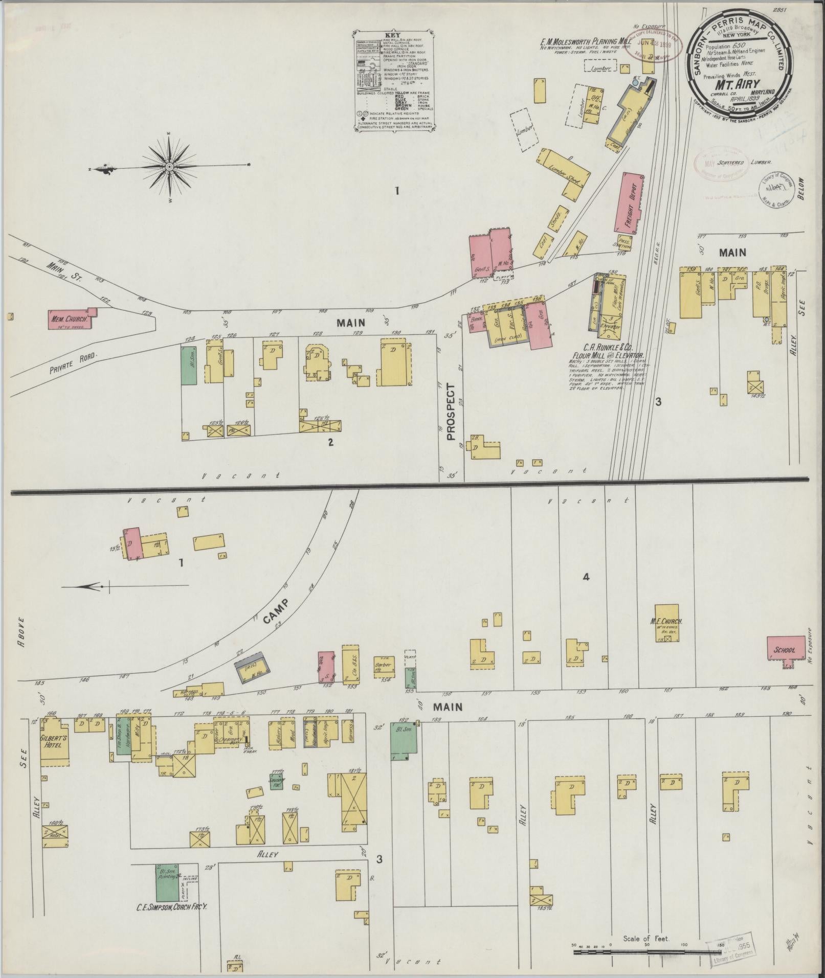 Sanborn Fire Insurance Map from Mount Airy, Carroll County, Maryland. (1899) – Historic Sanborn Fire Insurance Map Print