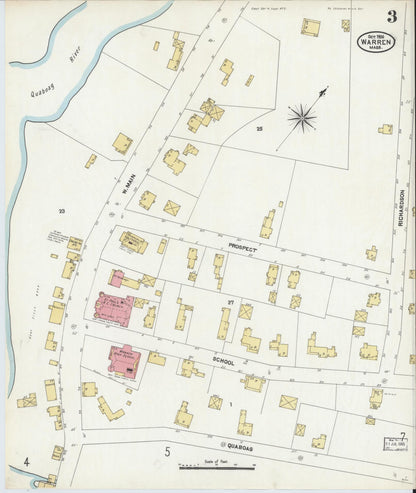 Sanborn Fire Insurance Map from Warren, Worcester County, Massachusetts (1906), Sheet #0003 - Complete Map Set gallery image, historic Sanborn map, vintage wall art, Massachusetts Massachusetts