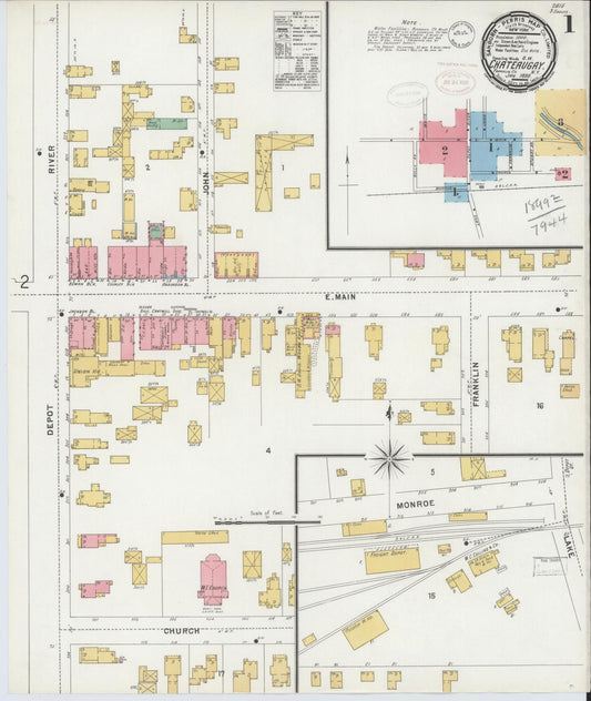 Sanborn Fire Insurance Map from Chateaugay, Franklin County, New York (1899), Sheet #0001 - Historic Sanborn Fire Insurance Map Print, vintage old map wall art, antique decor, genealogy gift, New York New York map