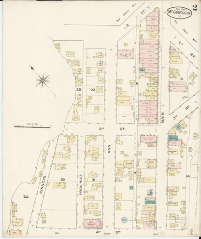 Sanborn Fire Insurance Map from McGregor, Clayton County, Iowa (1886), Sheet #0002 - Historic Sanborn Fire Insurance Map Print, vintage old map wall art