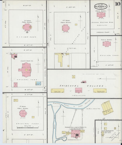 Sanborn Fire Insurance Map from Kearney, Buffalo County, Nebraska (1893), Sheet #0010 - Complete Map Set gallery image, historic Sanborn map, vintage wall art, Nebraska Nebraska