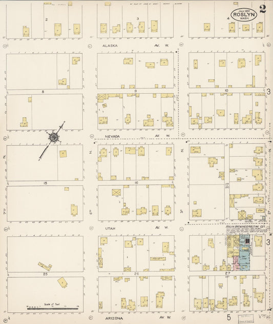 Sanborn Fire Insurance Map from Roslyn, Kittitas County, Washington (1912), Sheet #0002 - Historic Sanborn Fire Insurance Map Print, vintage old map wall art, antique decor, genealogy gift, Washington Washington map