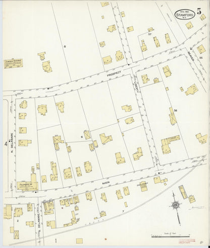 Sanborn Fire Insurance Map from Stamford, Delaware County, New York (1912), Sheet #0005 - Historic Sanborn Fire Insurance Map Print, vintage old map wall art, antique decor, genealogy gift, New York New York map