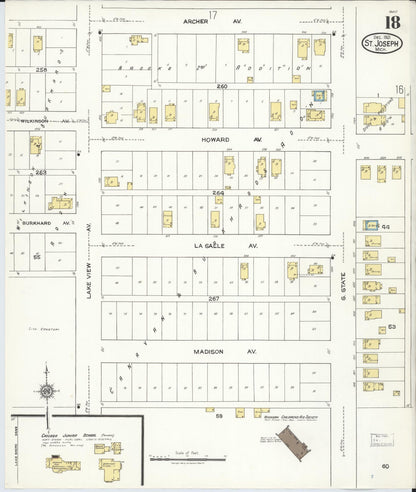 Sanborn Fire Insurance Map from Saint Joseph, Berrien County, Michigan (1921), Sheet #0018 - Complete Map Set gallery image, historic Sanborn map, vintage wall art, Michigan Michigan