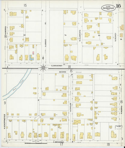 Sanborn Fire Insurance Map from Gainesville, Cooke County, Texas (1902), Sheet #0016 - Historic Sanborn Fire Insurance Map Print, vintage old map wall art, antique decor, genealogy gift, Texas Texas map