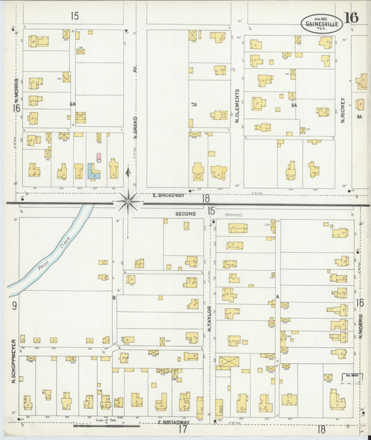 Sanborn Fire Insurance Map from Gainesville, Cooke County, Texas (1902), Sheet #0016 - Historic Sanborn Fire Insurance Map Print, vintage old map wall art, antique decor, genealogy gift, Texas Texas map