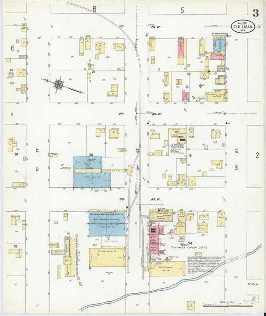 Sanborn Fire Insurance Map from Cullman, Cullman County, Alabama (1910), Sheet #0003 - Historic Sanborn Fire Insurance Map Print, vintage old map wall art, antique decor, genealogy gift, Alabama Alabama map