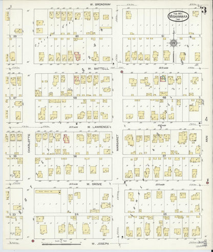 Sanborn Fire Insurance Map from Mishawaka, Saint Joseph County, Indiana (1913), Sheet #0003 - Complete Map Set gallery image, historic Sanborn map, vintage wall art, Indiana Indiana