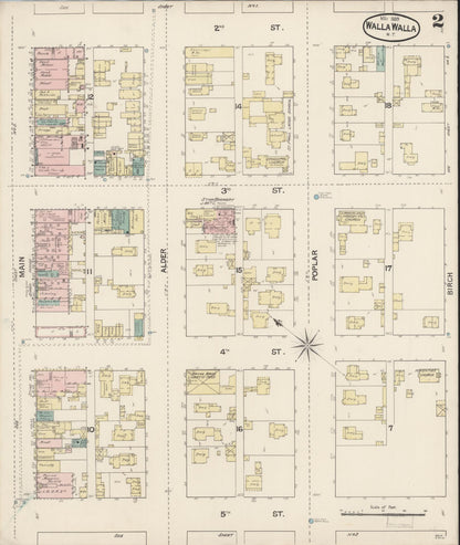 Sanborn Fire Insurance Map from Walla Walla, Walla Walla County, Washington (1889), Sheet #0002 - Complete Map Set gallery image, historic Sanborn map, vintage wall art, Washington Washington