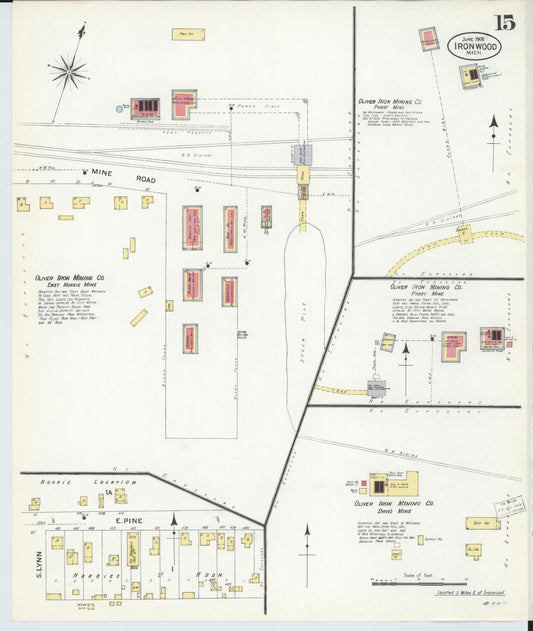 Sanborn Fire Insurance Map from Ironwood, Gogebic County, Michigan (1908), Sheet #0015 - Historic Sanborn Fire Insurance Map Print, vintage old map wall art, antique decor, genealogy gift, Michigan Michigan map