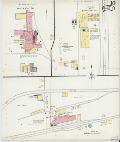 Sanborn Fire Insurance Map from Muncie, Delaware County, Indiana (1892), Sheet #0010 - Complete Map Set gallery image, historic Sanborn map, vintage wall art, Muncie Delaware