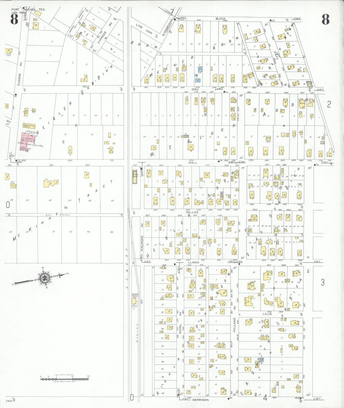 Sanborn Fire Insurance Map from Port Neches, Jefferson County, Texas (1949), Sheet #0008 - Complete Map Set gallery image, historic Sanborn map, vintage wall art, Texas Texas
