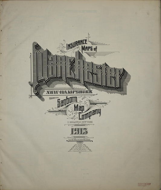 Sanborn Fire Insurance Map from Manchester, Hillsborough County, New Hampshire. (1915), Sheet 1 – Historic Sanborn Fire Insurance Map Print