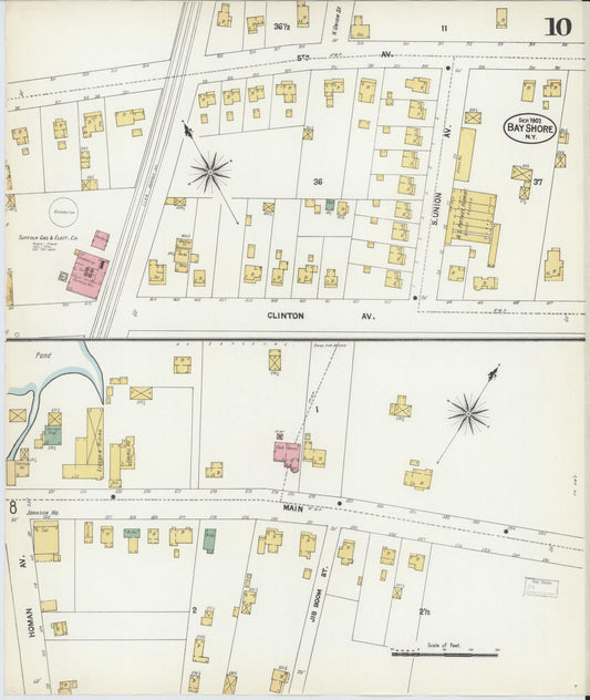 Sanborn Fire Insurance Map from Bay Shore, Suffolk County, New York (1902), Sheet #0010 - Historic Sanborn Fire Insurance Map Print, vintage old map wall art, antique decor, genealogy gift, New York New York map