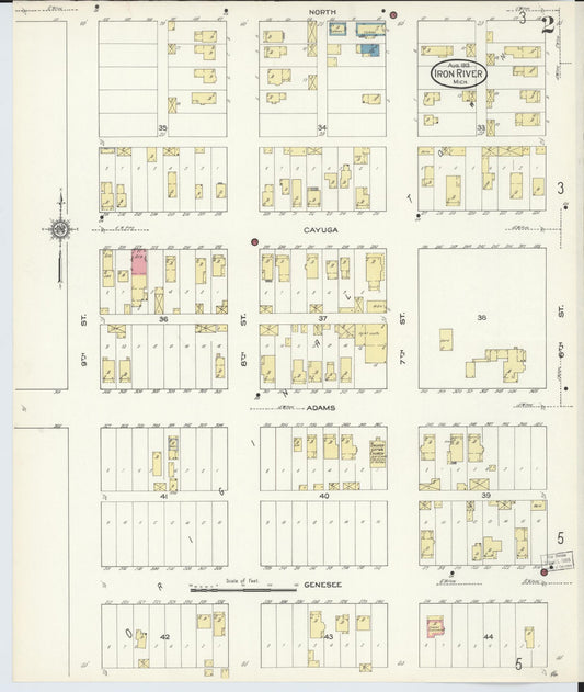 Sanborn Fire Insurance Map from Iron River, Iron County, Michigan (1913), Sheet #0002 - Historic Sanborn Fire Insurance Map Print, vintage old map wall art, antique decor, genealogy gift, Michigan Michigan map