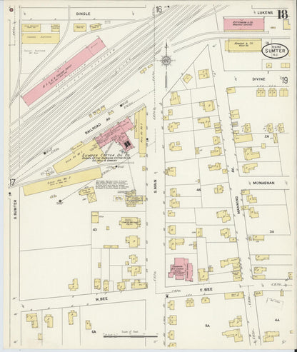 Sanborn Fire Insurance Map from Sumter, Sumter County, South Carolina (1912), Sheet #0018 - Complete Map Set gallery image, historic Sanborn map, vintage wall art, South Carolina South Carolina