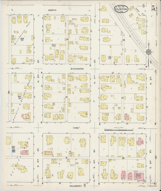 Sanborn Fire Insurance Map from Clinton, Vermillion County, Indiana (1915), Sheet #0005 - Historic Sanborn Fire Insurance Map Print, vintage old map wall art, antique decor, genealogy gift, Indiana Indiana map