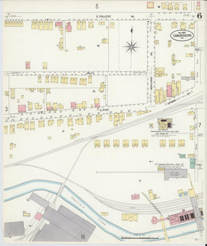 Sanborn Fire Insurance Map from Canonsburg, Washington County, Pennsylvania (1907), Sheet #0006 - Complete Map Set gallery image, historic Sanborn map, vintage wall art, Pennsylvania Pennsylvania