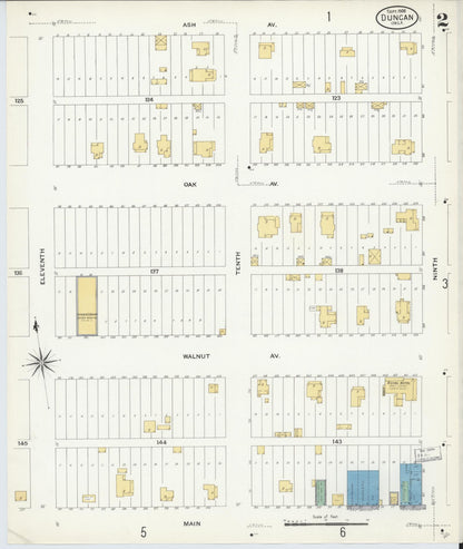 Sanborn Fire Insurance Map from Duncan, Stephens County, Oklahoma (1908), Sheet #0002 - Complete Map Set gallery image, historic Sanborn map, vintage wall art, Oklahoma Oklahoma