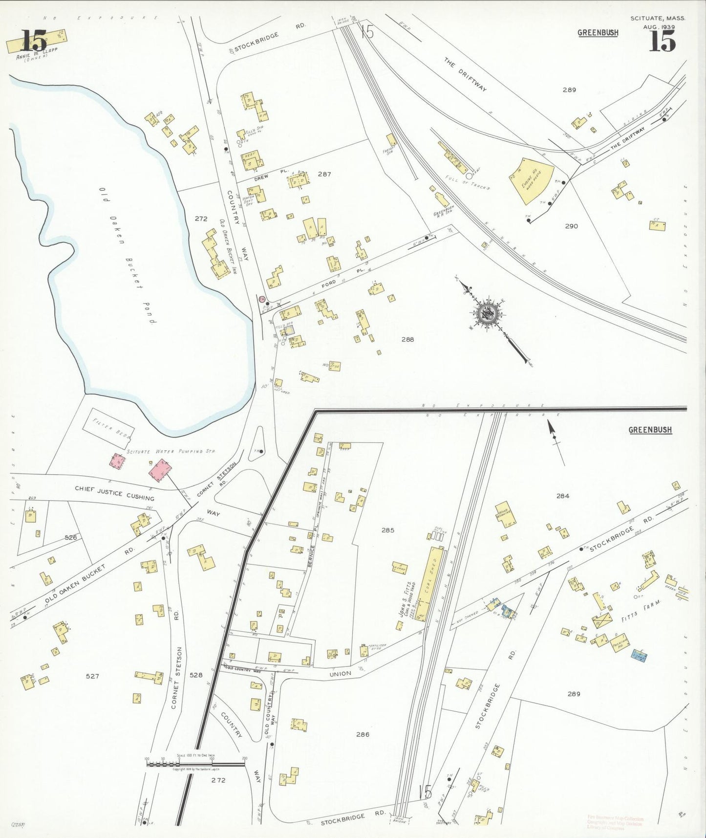 Sanborn Fire Insurance Map from Scituate, Plymouth County, Massachusetts (1939), Sheet #0015 - Complete Map Set gallery image, historic Sanborn map, vintage wall art, Massachusetts Massachusetts