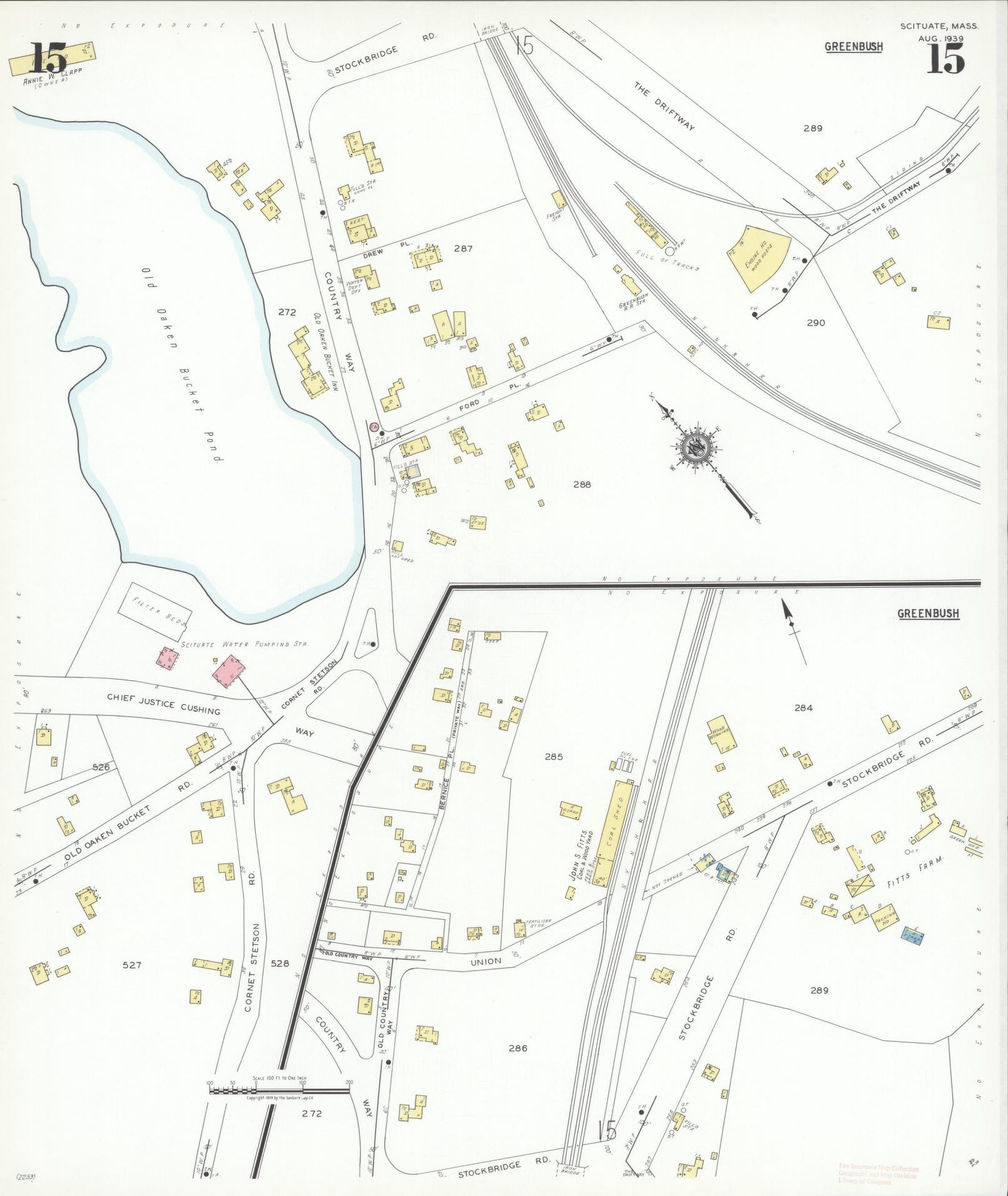 Sanborn Fire Insurance Map from Scituate, Plymouth County, Massachusetts (1939), Sheet #0015 - Complete Map Set gallery image, historic Sanborn map, vintage wall art, Massachusetts Massachusetts