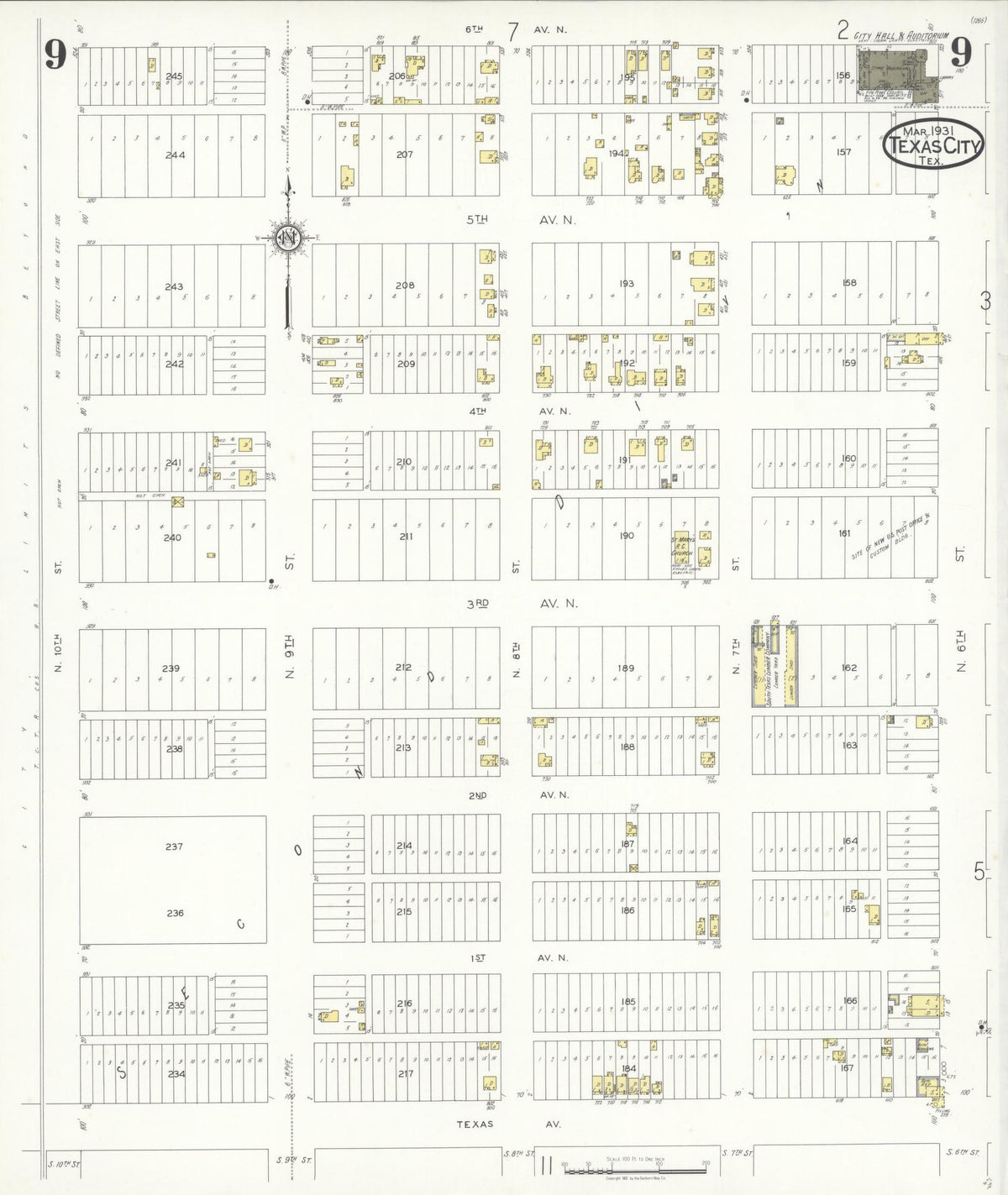 Sanborn Fire Insurance Map from Texas City, Galveston County, Texas (1931), Sheet #0009 - Historic Sanborn Fire Insurance Map Print, vintage old map wall art, antique decor, genealogy gift, Texas Texas map