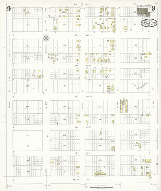 Sanborn Fire Insurance Map from Texas City, Galveston County, Texas (1931), Sheet #0009 - Historic Sanborn Fire Insurance Map Print, vintage old map wall art, antique decor, genealogy gift, Texas Texas map