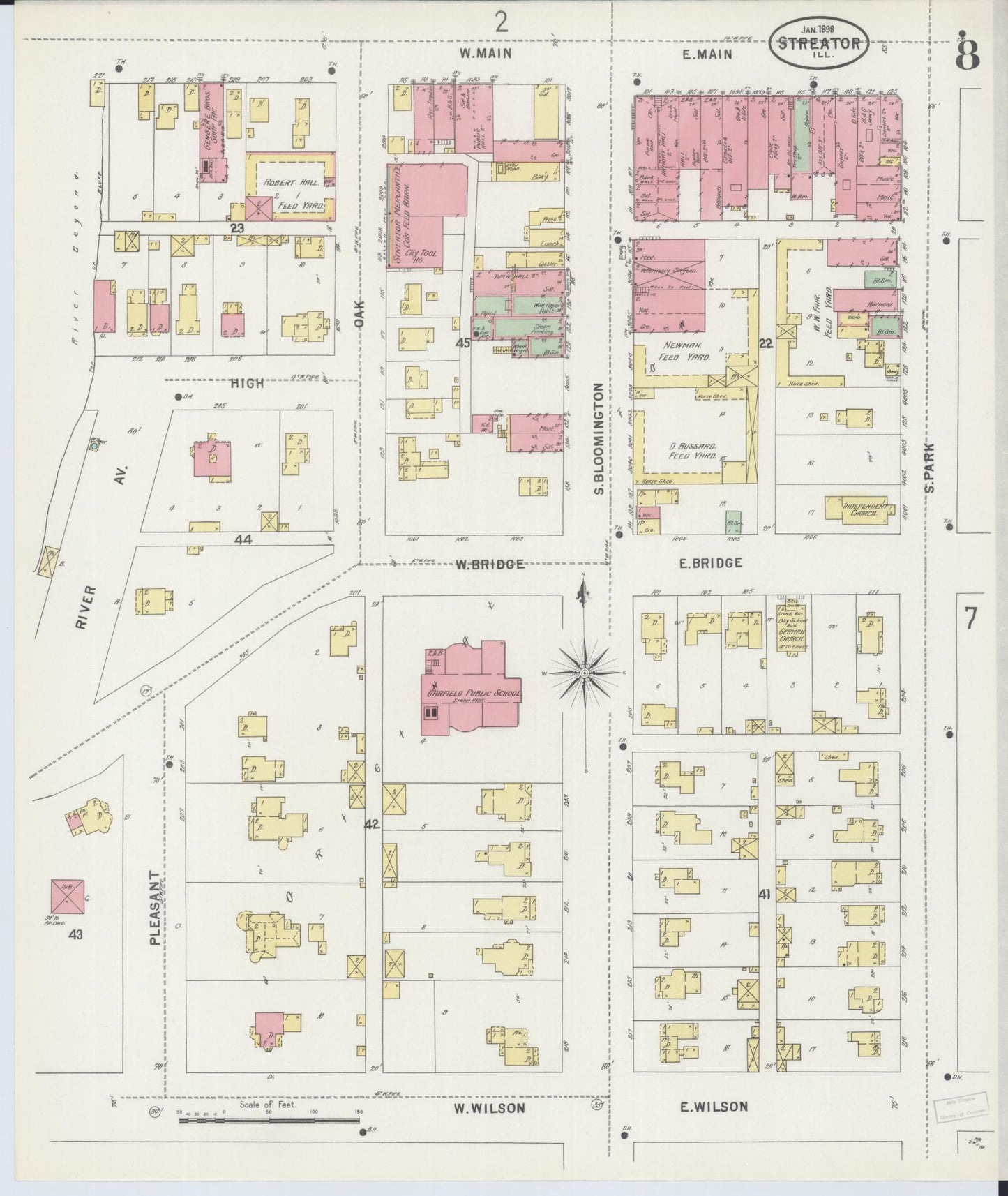 Sanborn Fire Insurance Map from Streator, La Salle County, Illinois (1898), Sheet #0008 - Complete Map Set gallery image, historic Sanborn map, vintage wall art, Illinois Illinois