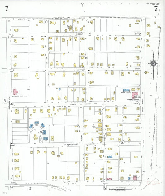 Sanborn Fire Insurance Map from New Madrid, New Madrid County, Missouri (1950), Sheet #0007 - Historic Sanborn Fire Insurance Map Print, vintage old map wall art, antique decor, genealogy gift, Missouri Missouri map