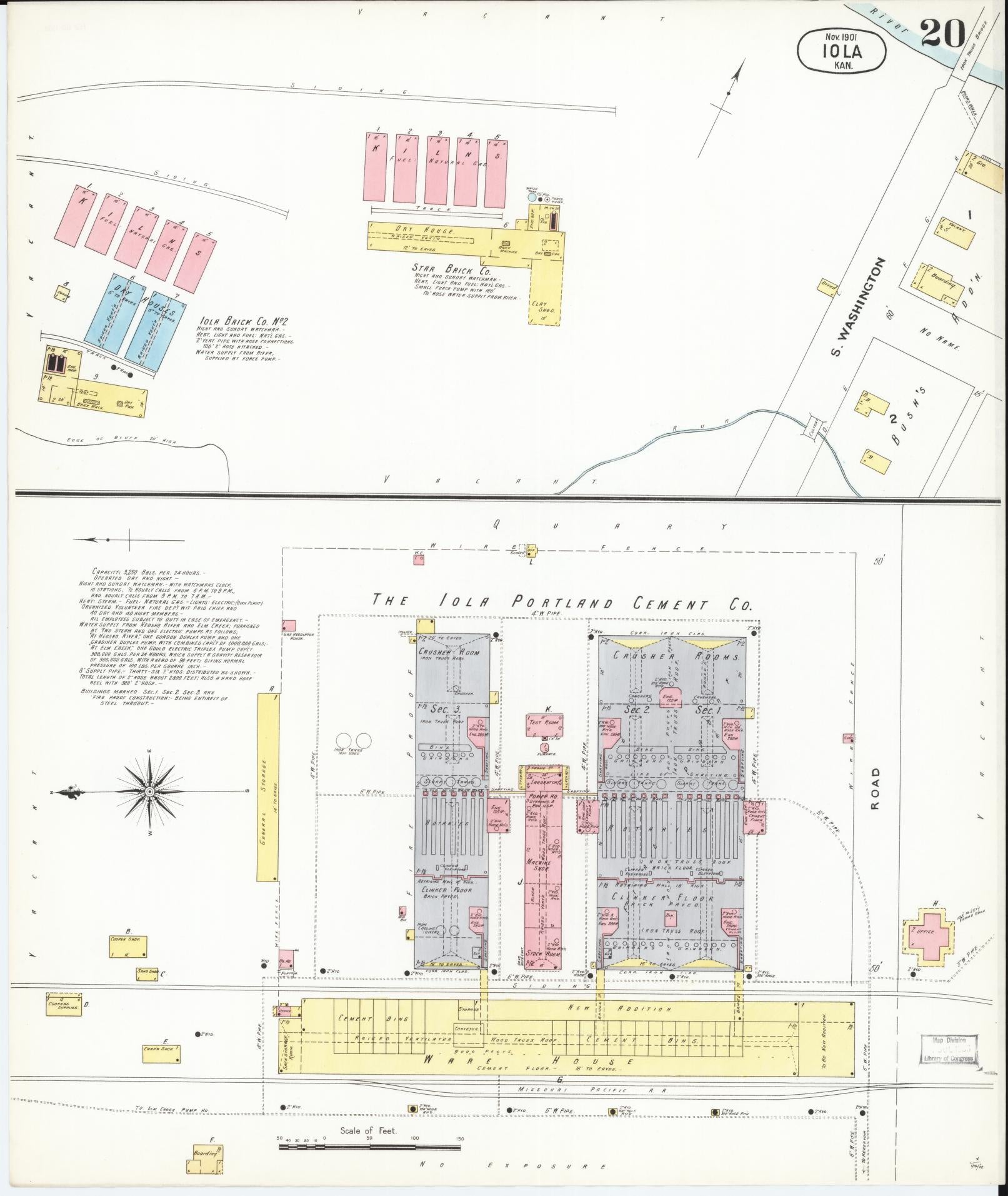 Sanborn Fire Insurance Map from Iola, Allen County, Kansas (1901), Sheet #0020 - Complete Map Set gallery image, historic Sanborn map, vintage wall art, Kansas Kansas