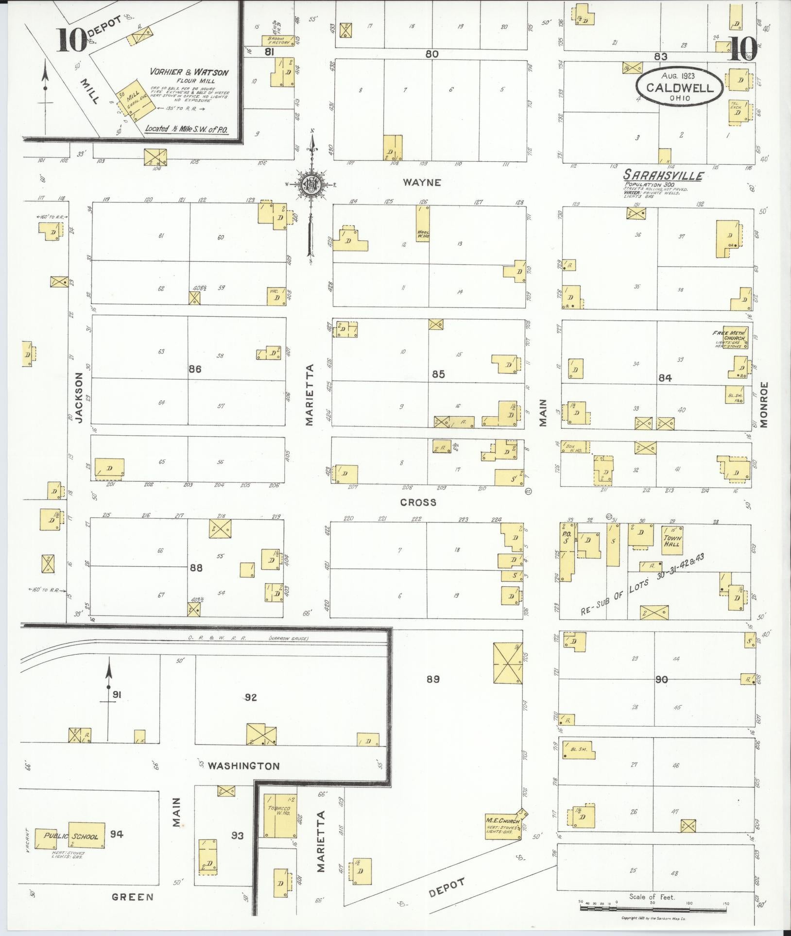 Sanborn Fire Insurance Map from Caldwell, Noble County, Ohio (1923), Sheet #0010 - Historic Sanborn Fire Insurance Map Print, vintage old map wall art, antique decor, genealogy gift, Ohio Ohio map
