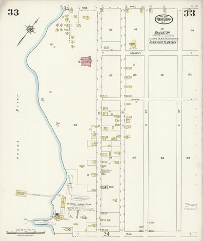 Sanborn Fire Insurance Map from New Bern, Craven County, North Carolina (1924), Sheet #0033 - Complete Map Set gallery image, historic Sanborn map, vintage wall art, North Carolina North Carolina