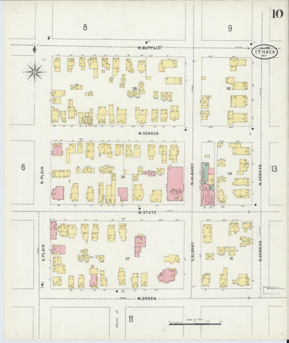 Sanborn Fire Insurance Map from Ithaca, Tompkins County, New York (1898), Sheet #0010 - Complete Map Set gallery image, historic Sanborn map, vintage wall art, New York New York