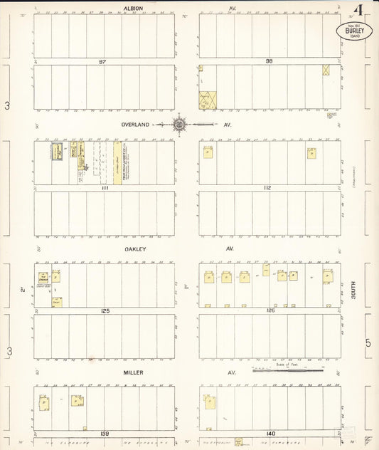 Sanborn Fire Insurance Map from Burley, Cassia County, Idaho (1911), Sheet #0004 - Historic Sanborn Fire Insurance Map Print, vintage old map wall art, antique decor, genealogy gift, Idaho Idaho map