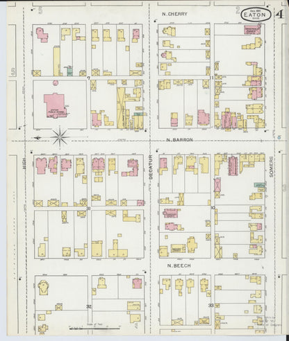 Sanborn Fire Insurance Map from Eaton, Preble County, Ohio (1892), Sheet #0004 - Historic Sanborn Fire Insurance Map Print, vintage old map wall art, antique decor, genealogy gift, Ohio Ohio map