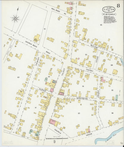 Sanborn Fire Insurance Map from Easton, Talbot County, Maryland (1896), Sheet #0008 - Complete Map Set gallery image, historic Sanborn map, vintage wall art, Maryland Maryland