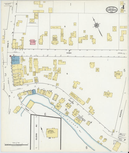 Sanborn Fire Insurance Map from Caribou, Aroostook County, Maine (1917), Sheet #0004 - Complete Map Set gallery image, historic Sanborn map, vintage wall art, Maine Maine