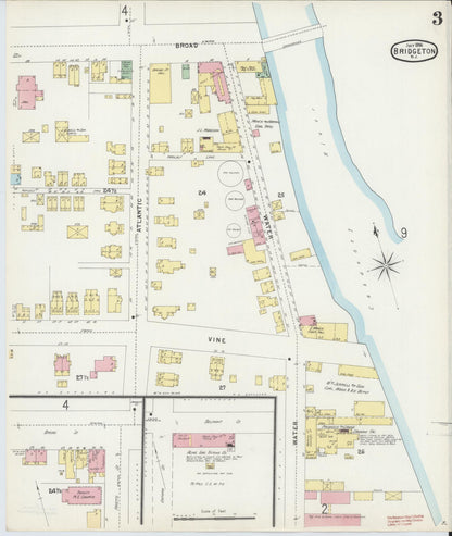 Sanborn Fire Insurance Map from Bridgeton, Cumberland County, New Jersey (1896), Sheet #0003 - Complete Map Set gallery image, historic Sanborn map, vintage wall art, New Jersey New Jersey