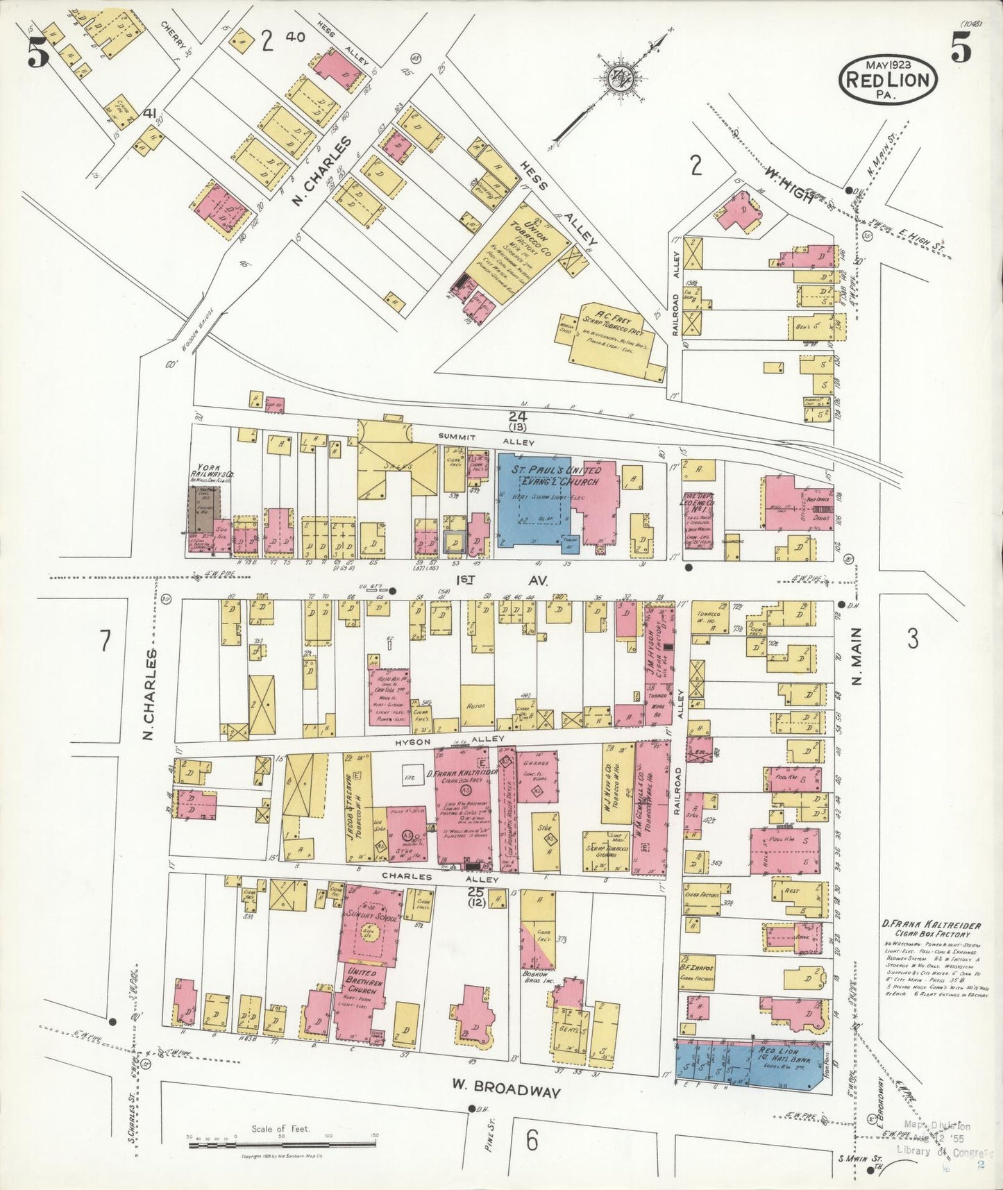 Sanborn Fire Insurance Map from Red Lion, York County, Pennsylvania (1923), Sheet #0005 - Complete Map Set gallery image, historic Sanborn map, vintage wall art, Pennsylvania Pennsylvania