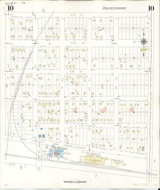Sanborn Fire Insurance Map from Spencer, Clay County, Iowa (1946), Sheet #0010 - Historic Sanborn Fire Insurance Map Print, vintage old map wall art