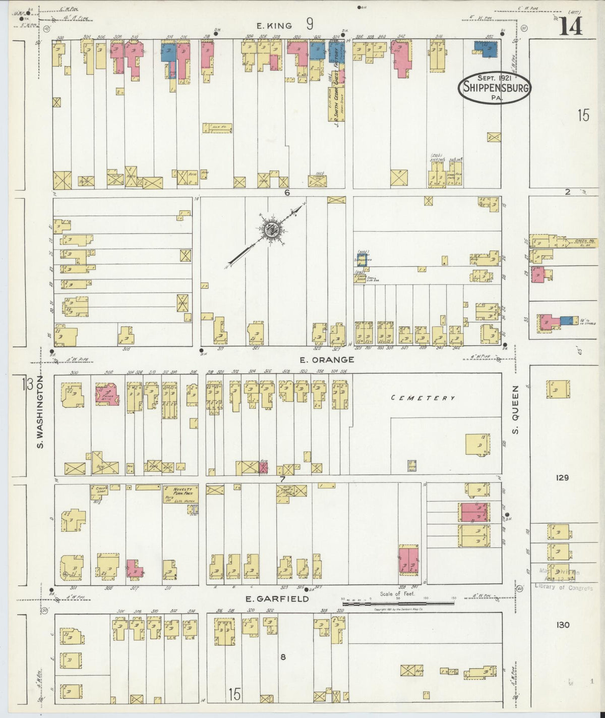 Sanborn Fire Insurance Map from Shippensburg, Cumberland And Franklin Counties, Pennsylvania (1921), Sheet #0014 - Historic Sanborn Fire Insurance Map Print, vintage old map wall art, antique decor, genealogy gift, Counties Pennsylvania map