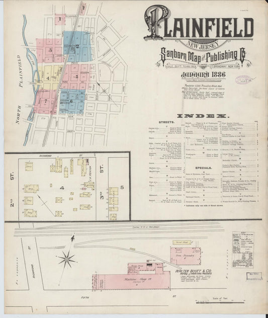 Sanborn Fire Insurance Map from Plainfield, Union and Somerset Counties, New Jersey. (1886) – Historic Sanborn Fire Insurance Map Print