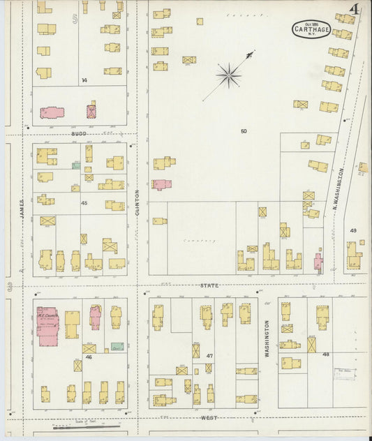 Sanborn Fire Insurance Map from Carthage, Jefferson County, New York (1895), Sheet #0004 - Historic Sanborn Fire Insurance Map Print, vintage old map wall art, antique decor, genealogy gift, New York New York map