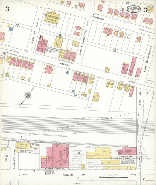 Sanborn Fire Insurance Map from Lemoyne, Cumberland County, Pennsylvania (1923), Sheet #0003 - Historic Sanborn Fire Insurance Map Print, vintage old map wall art, antique decor, genealogy gift, Pennsylvania Pennsylvania map