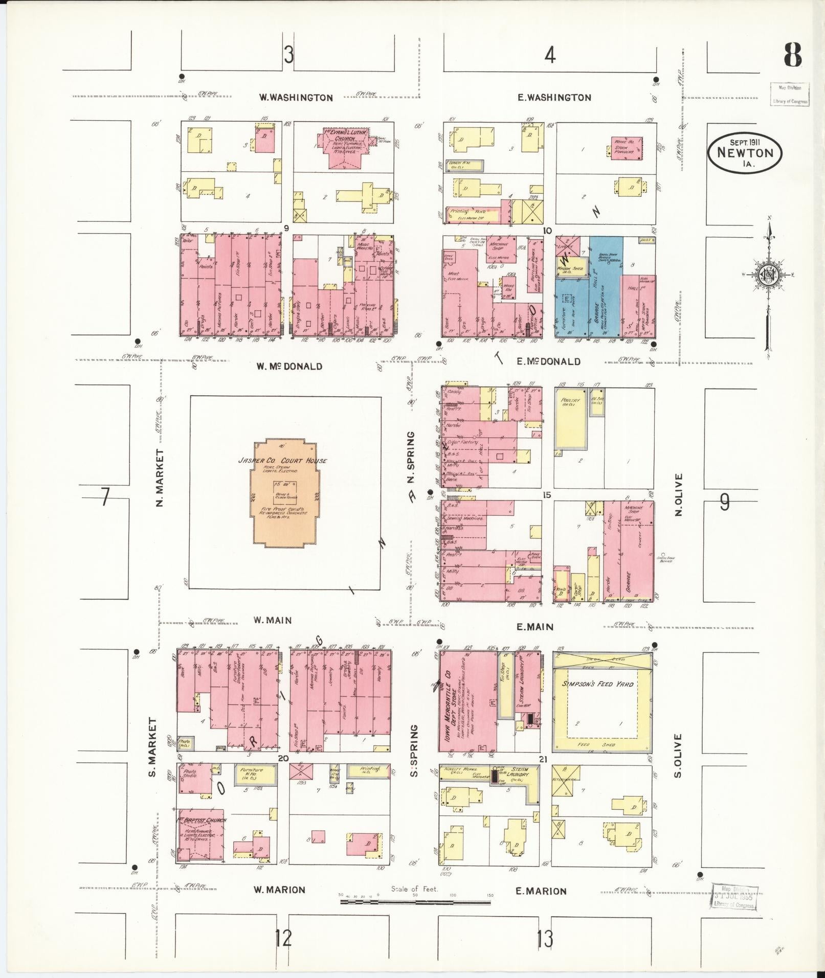 Sanborn Fire Insurance Map from Newton, Jasper County, Iowa (1911), Sheet #0008 - Historic Sanborn Fire Insurance Map Print